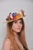 Straw Boater Antonela. Trellis with a Bouquet of Flowers