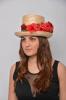 Laura Top Hat. Straw with Red Flowers Black Ribbon