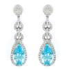 Zirconia Earrings with a Faceted Drop in an Aquamarine color
