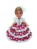 Flamenca Doll Souvenir with Comb and Fuchsia dress with white polka dots. 35cm