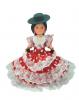 Spanish Flamenco Dolls Red Dress White Dot Black Cordovan Hat. 35cm