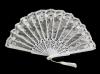 Bridal Tapered Lace Fan. Ivory Lace White Rod