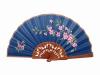 Navy blue palo santo wood fan. 50X27cm