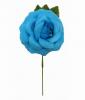 Rose de taille moyenne turquoise unie CH. Fleur en tissu. 9cm