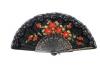 Economical Black Fan with Lace and Painted Flowers