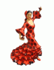 バイラオ－ラフィギュア－ 赤地に黒水玉模様ドレス カスタネット. 40cm