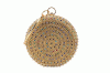 Golden Round Clutch with Colored Stones