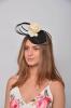 Headdress Sabrina. Black Casquette and Circles with a Beige Flower
