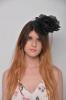 Headdress Sonia. Disc with a Flower and a Veil all in Black