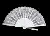 Bridal Fan with Ivory Lace and Silver Sequins