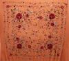 Handmade Manila Embroidered Shawl. Natural Silk. Ref. 1010620CRLCOLRS