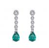 Sterling Silver Rhodium Plated Earrings with Chatons with Coloured Drop in Aquamarine
