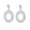 Irregular Oval Zirconia Perforated Earrings With Baguettes