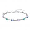Silver Bracelet Rhodium Plated with Rectangular Coloured Stones