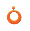 Large Round Enameled Flamenco Hoop Earrings. Orange