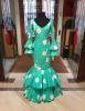 T 40. フラメンコアウトレットドレス。Mod。Tango Verde Lunares Blancos。サイズ40
