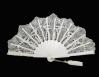 Small Bridal Fan with Ivory Lace and White Stick