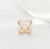 Gold Plated and White Lacquered Gold Metal X Shape Shawl Brooch Ring