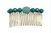 Golden Flamenco Combs with Acrylic Stones in Shades of Green