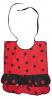 Red background black dots bibs with flounces