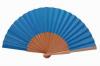 Varnished Wooden Plain Fan in Turquoise