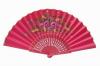 Fuchsia Hand-Painted Fan With Golden Piping. ref. 150