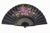 Hand-painted black fan with golden rim. ref. 150