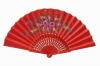 Red hand-painted fan with golden rim. ref. 150