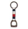 Stirrup Keyring with French Flag on White Leather
