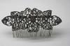 Dark Silver Small Comb with Flower Leaves. Ref. 29679
