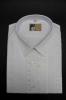 男性用ホワイト・ワイシャツ　プリ－ツ飾り、コード刺繍. Mod.M40
