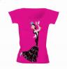 T-shirt Fuchsia avec Dessin d'une Danseuse Flamenca