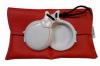 Off White and Dark Red Grained Castanets “Capricho” by Castañuelas del Sur