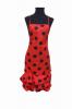 Deep Red Flamenco Kitchen Apron with Black Dots