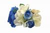 Tocado Pequeño de Flores Flamencas en Tonos Azules y Beig