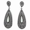 Silver Earrings with Marcasite Stones and Mother-of-Pearl Piece