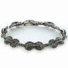 Bracelet en Argent et Marcassites avec Maillons en Formes D'anneaux et Petites Barres