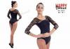 Classical leotard with three quarter sleeves with bra and neckline in lace Happy Dance. Ref. 2322