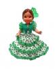 Flamenca Doll with Comb and White Dress with Green Polka Dots. 25cm