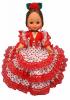 Poupée Danseuse Flamenco Robe Blanche à Pois Rouges. 35cm
