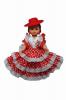 Muñecas de España con Traje Flamenco Rojo Lunar Blanco Sombrero Rojo. 35cm