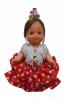 Flamenca Doll Dress with White Dots and Flowers in the Head. 15cm