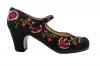 Flamenco shoes Begoña Cervera. Black and coloured embroidery